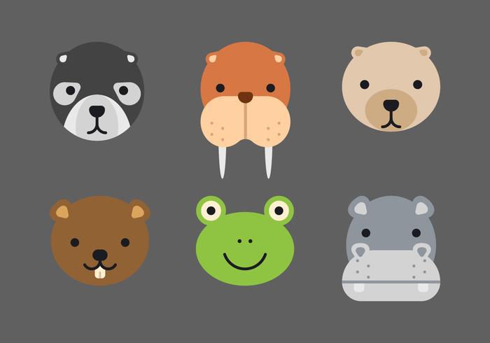 Conjunto de caras de animales vector