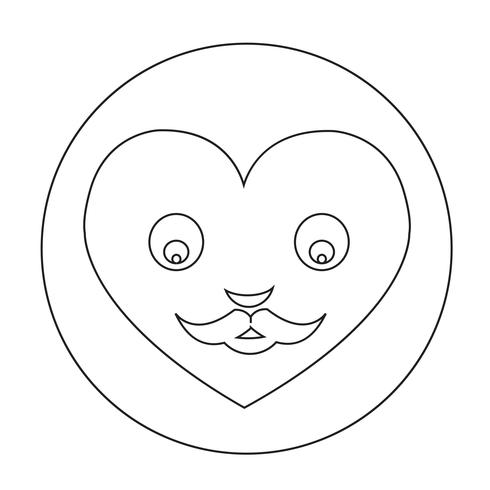 Icono de la emoción de la cara del corazón vector