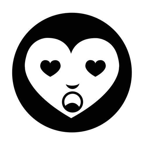 Icono de la emoción de la cara del corazón vector