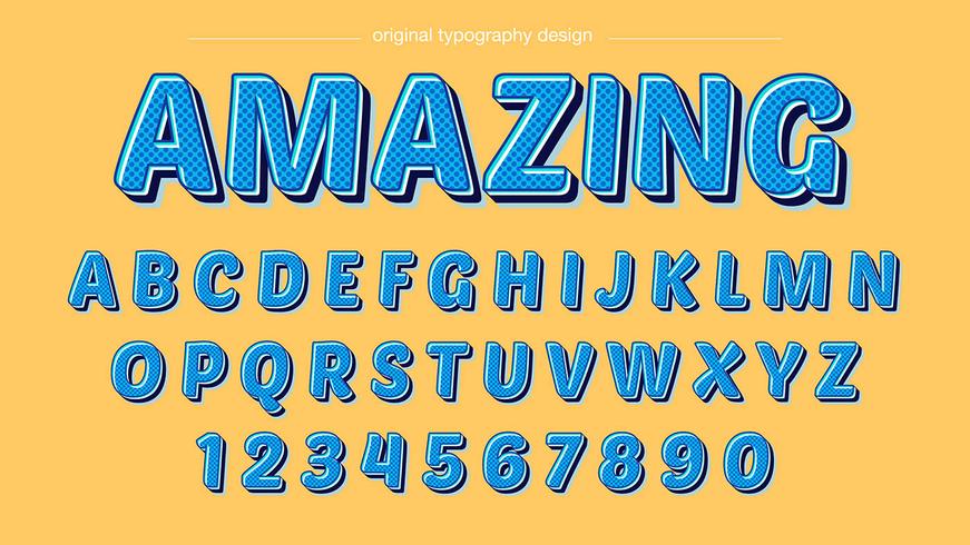 Blue Cartoon Typography vector