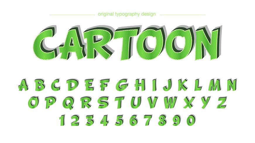 Tipografía verde de dibujos animados vector