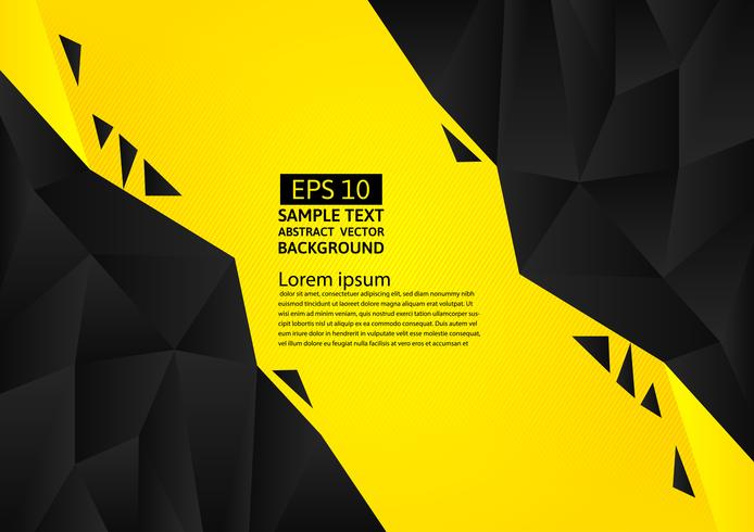 Black and yellow color polygon abstract background modern design, Vector illustration with copy space