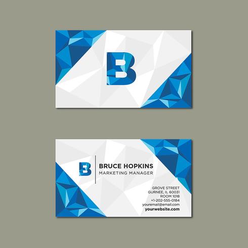 Low Poly Blue Business Card vector