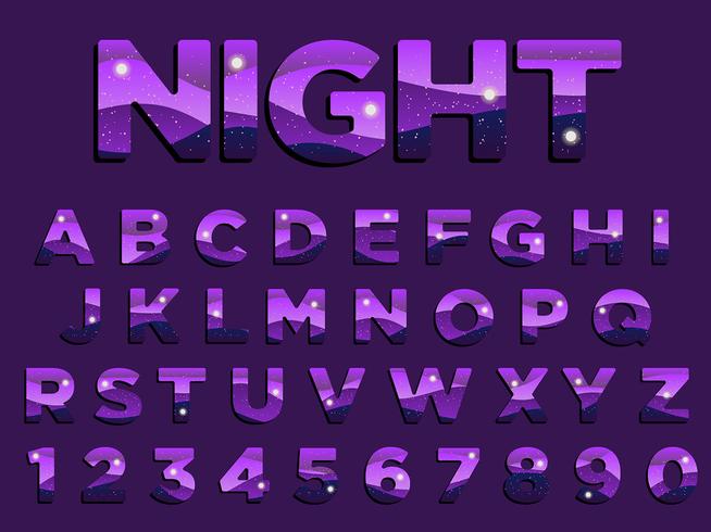 Abstract Night Typography Purple vector