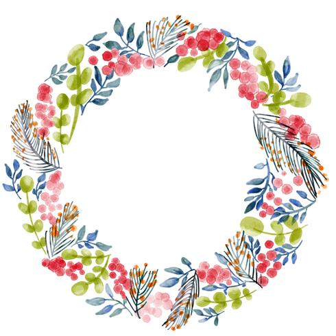 watercolor flowers pattern wreath hand drawn vector