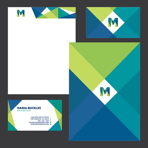 Plantilla de papelería de negocios verde azul vector