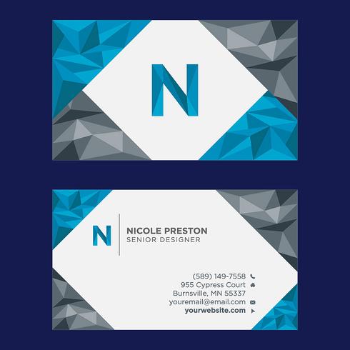 Blue Grey Low Poly Business Card vector