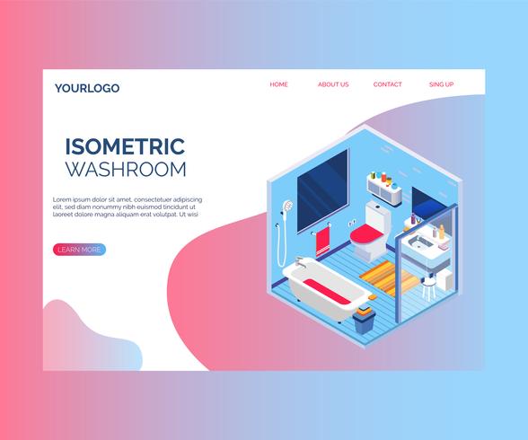 Interior Design Concept of a Washroom Isometric Artwork Concept. vector
