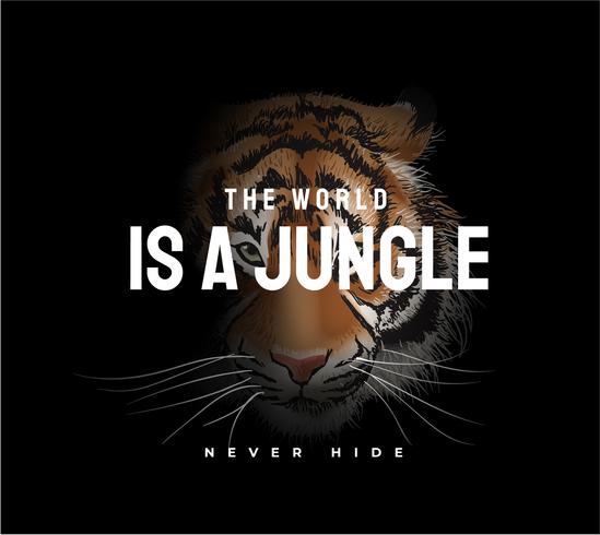 slogan with tiger head in shadow illustration vector