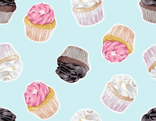cup cake seamless pattern illustration vector