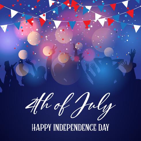 Party crowd on a 4th July Independence Day background vector