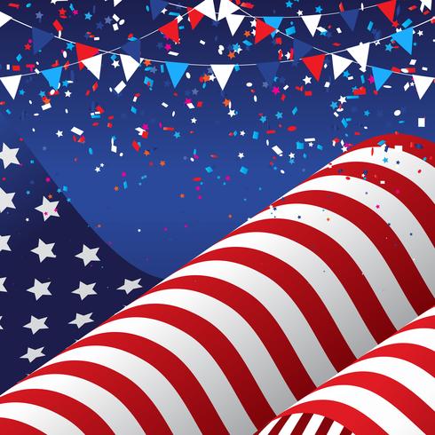 4th july background with american flag  vector