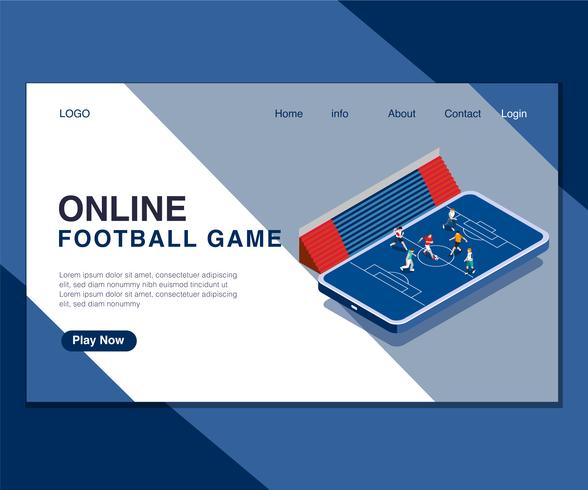 Kids Playing Online Foot ball Game Isometric Artwork Concept. vector