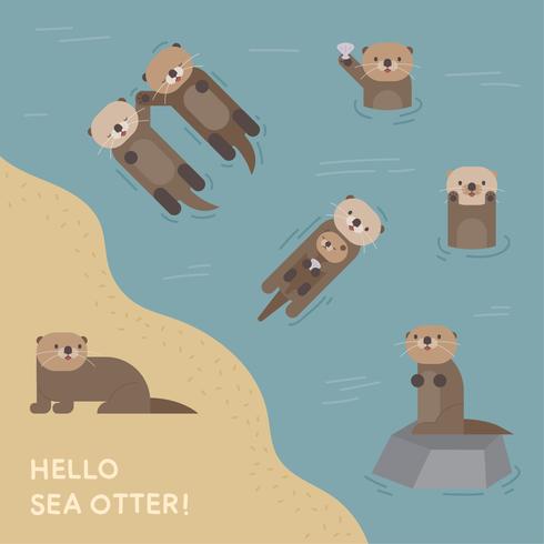 Cute sea otter character. vector