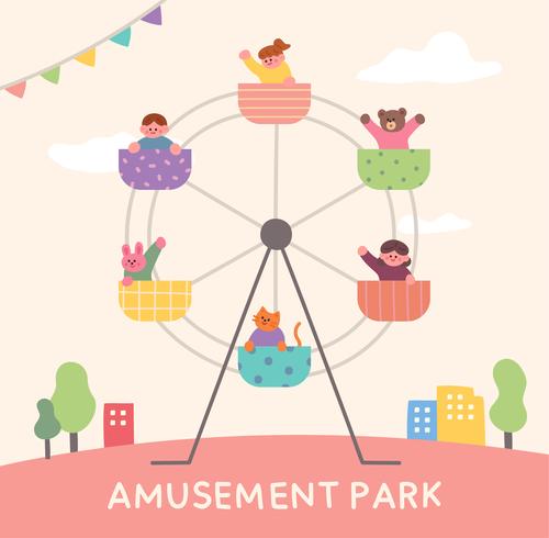 amusement park kids poster. vector