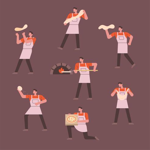 Chef character making bread vector