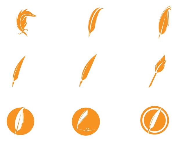 Feather pen write sign logo template app icons vector