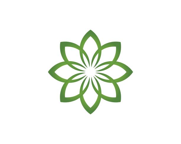 Hoja de motivos florales logo y símbolos sobre un fondo blanco vector