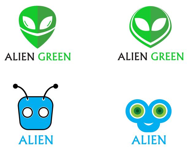 Aplicación de plantilla de logo y símbolos de vector de icono de Alien Face