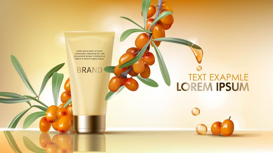 Sea buckthorn cosmetics vector realistic