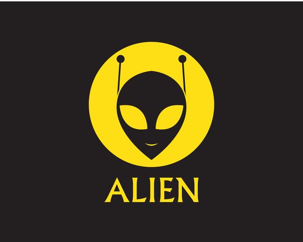 Aplicación de plantilla de logo y símbolos de vector de icono de Alien Face