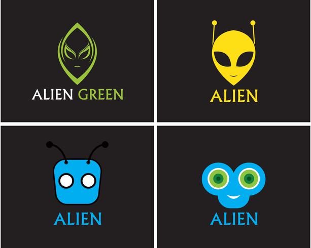 Aplicación de plantilla de logo y símbolos de vector de icono de Alien Face