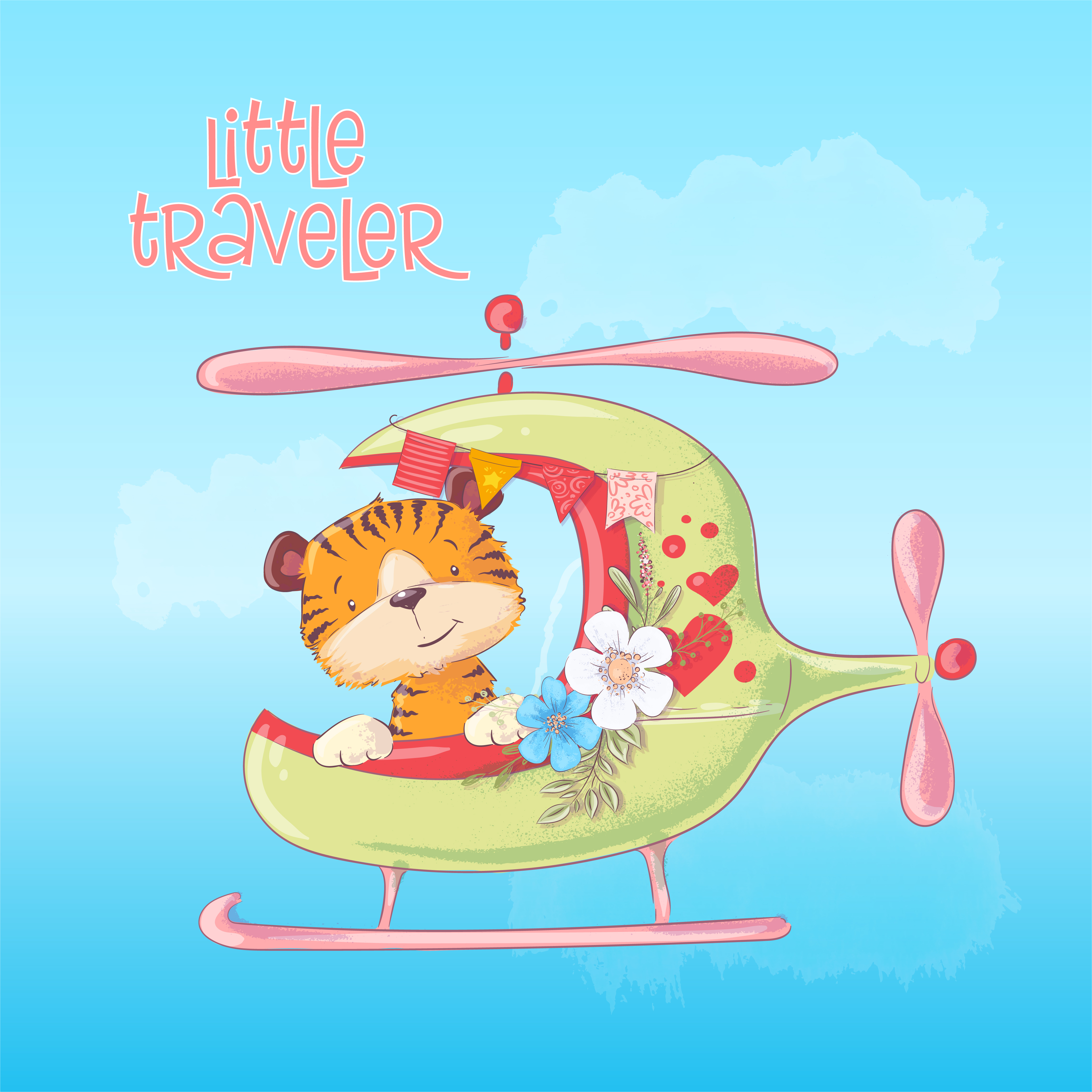 Cartoon illustration of a cute tiger on a helicopter. Vector illustration  577688 Vector Art at Vecteezy