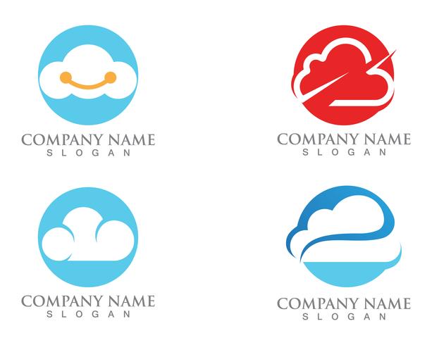 Logotipo de la nube servidores iconos de datos y símbolos vector