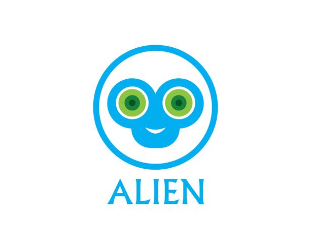 Aplicación de plantilla de logo y símbolos de vector de icono de Alien Face