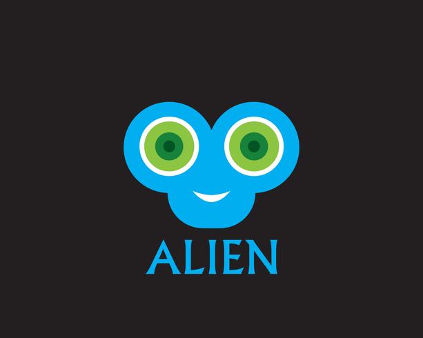 Aplicación de plantilla de logo y símbolos de vector de icono de Alien Face