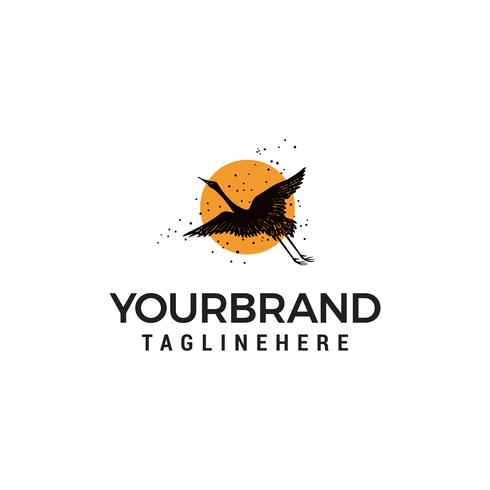 swan flying sun logo design concept template vector