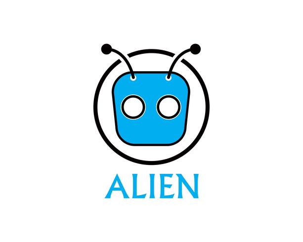 Aplicación de plantilla de logo y símbolos de vector de icono de Alien Face