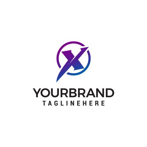 letter X tech circle logo design concept template vector