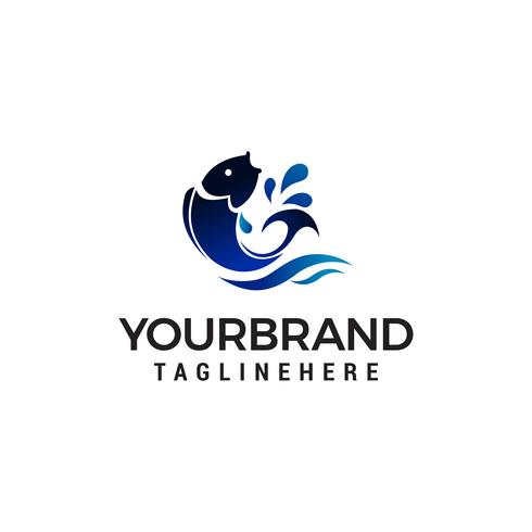 fish jumping logo design concept template vector