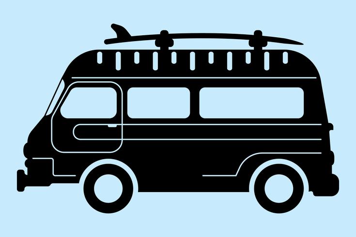 silueta de surf bus vector