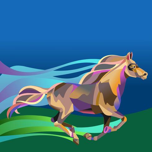 Runing horse in poligonal geometric pattern style vector