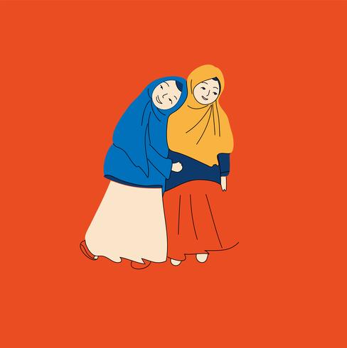 Gente musulmana, mujer, niñas y hombre vector ilustración