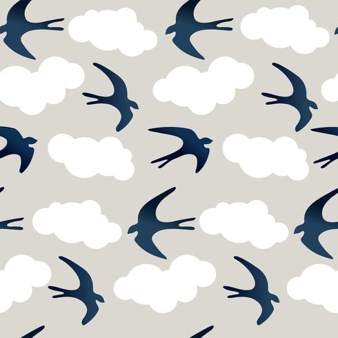 Swallow clouds seamles pattern vector