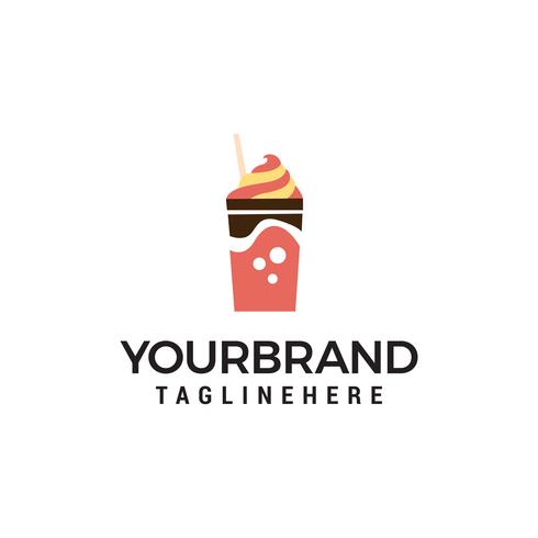 ice cream glass logo design concept template vector
