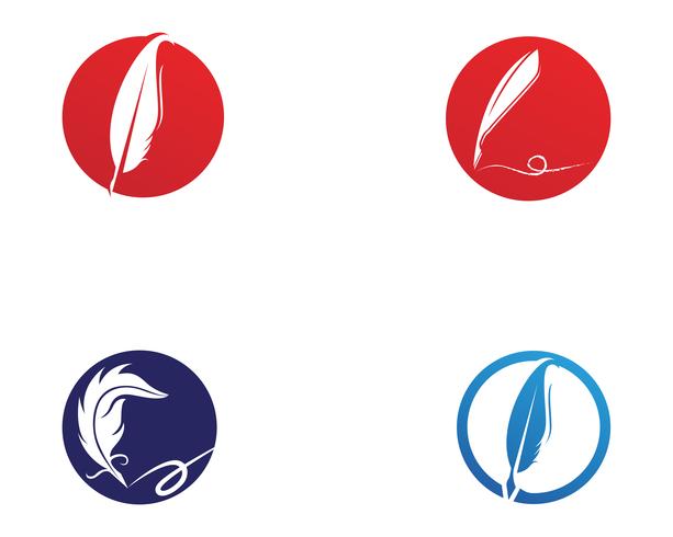 Feather pen write sign logo template app icons vector