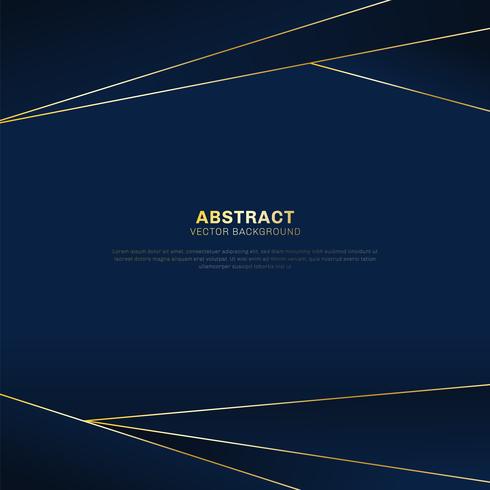 Abstract polygonal pattern luxury on dark blue header background with golden lines. vector