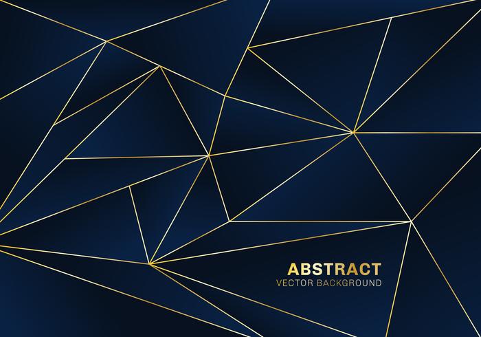 Abstract polygonal pattern luxury style on blue background with golden lines vector