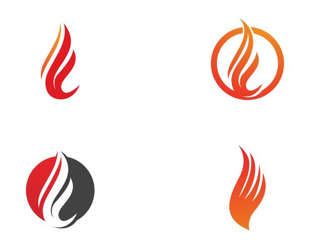 Plantilla de iconos de logotipo y símbolos de la naturaleza de la llama de fuego vector