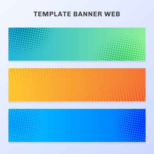 Sistema de color vibrante de la pendiente del web de la bandera con la textura y el fondo de semitono. Se puede utilizar para volantes, etiquetas, pestañas, folletos, tarjetas, carteles, folletos, etc. vector