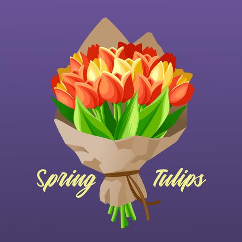 Ramo De Tulipanes De Primavera vector