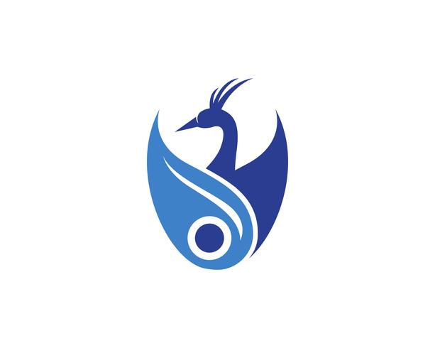 Aplicación de icono de logotipo y símbolos de cabeza de pavo real vector