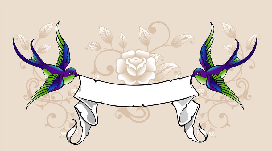 Swallow with ribbon vector