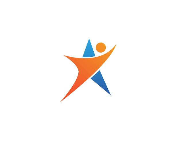 Diseño del ejemplo del icono del vector de la plantilla del logotipo de la gente del éxito de la estrella
