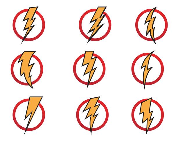 Vector de iconos de rayo flash relámpago