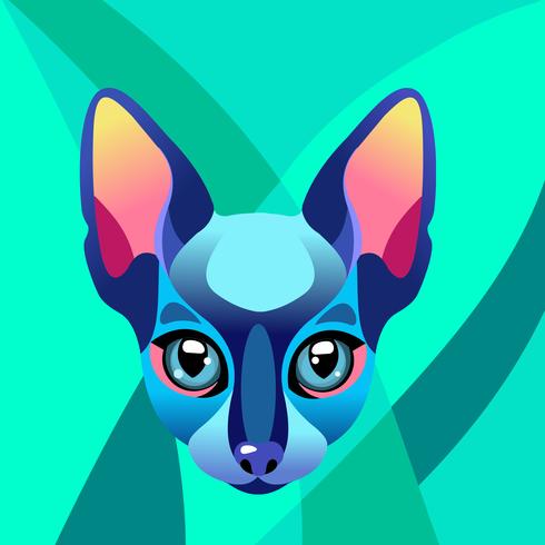 Ilustración en estilo vitral con gato geométrico abstracto vector